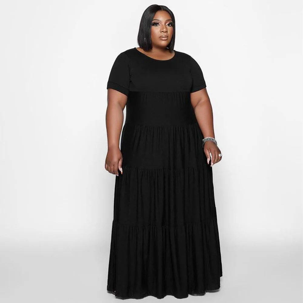 Plus Size Women's Dress 2022 Summer Solid Slim Fit Color Leisure High Street Ladies Long Skirt L-5XL Oversized
