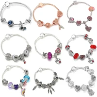 beads for bracelets women diy jewelry accessories pendants charms pandola rainbow heart balls paw feather unicorn letters flower
