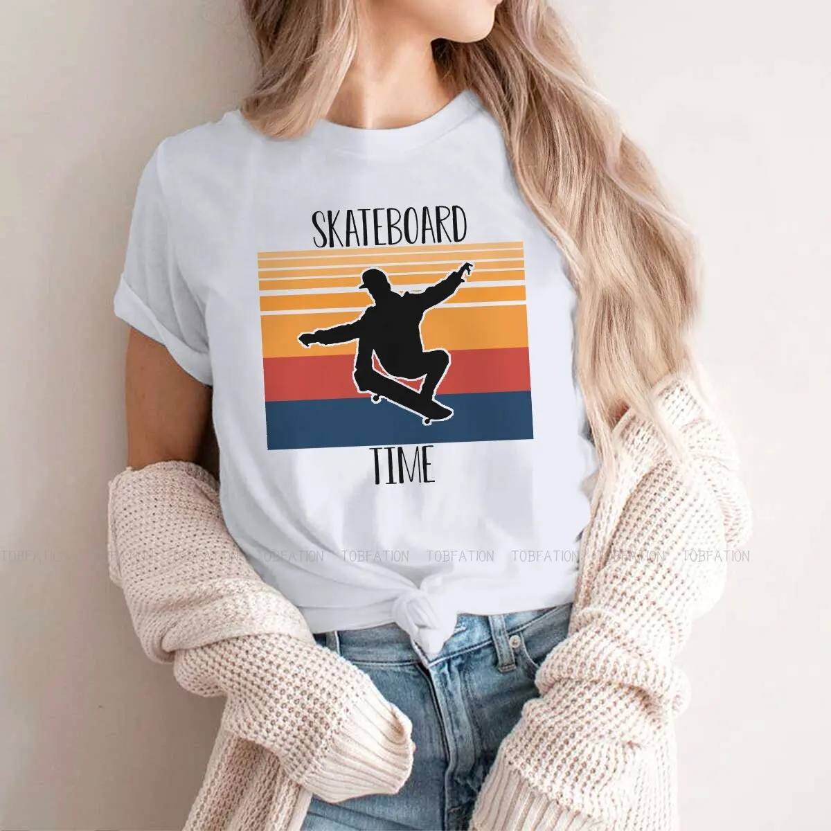 

Time Newest TShirts Skateboard Skate Skateboarding Female Graphic Fabric Tops T Shirt Round Neck 4XL