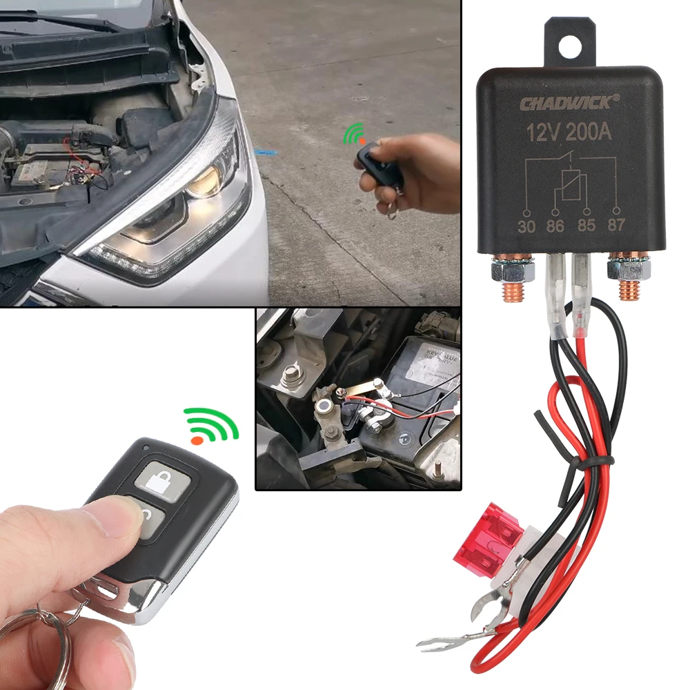 

Car Battery Disconnect Switch System 12V 200A Intelligent Circuit Cut Off Wireless Remote High Current Start Relay