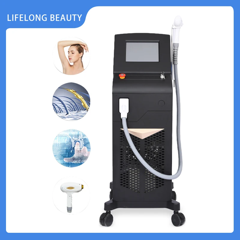 

High-End Salon 808nm/755nm/1064nm Nd Yag Diode Laser Epilator Hair Removal Machine Skin Rejuvenation Vertical Speed Permanent
