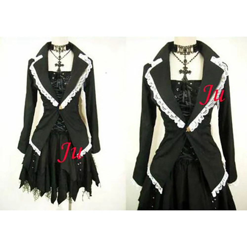 

tripp Fashion Hiphop Gothic Lolita Punk Fashion black cotton Jacket skirt Tailor-made[CK320]