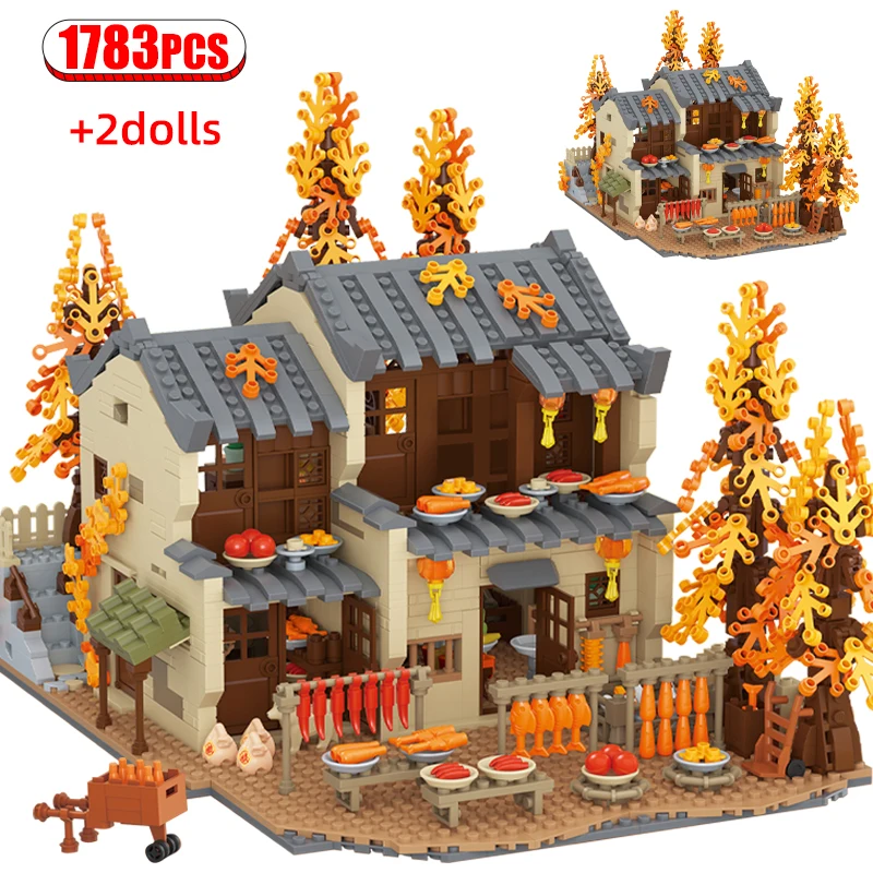 

Mini StreetView Building Block Sun Autumn Friends House Harvest Autumn Brick Educational Set Toy For Girls Children toys Gift