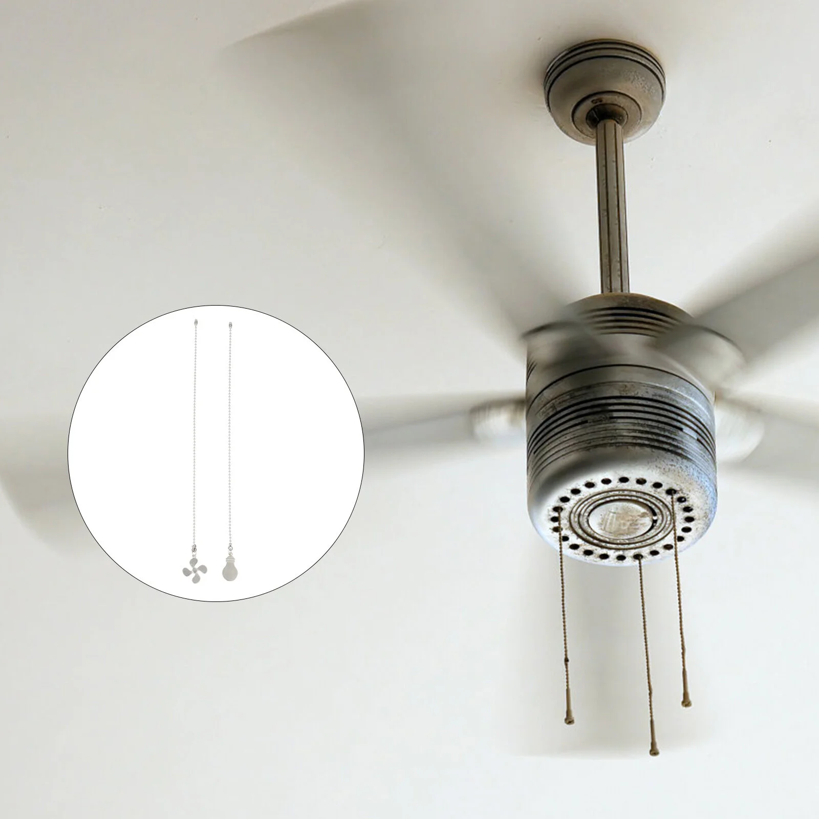 

2 Pcs Beaded Fan Ball Hanging Chain Pull Extension Light Switches Pendant Zinc Alloy Chandelier Ceiling Metal Trim