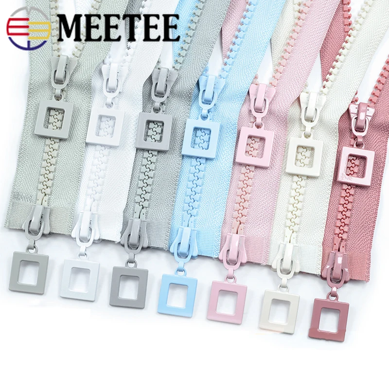 1pc 60-120cm 8# Resin Zipper Single Double Sliders Open End Zip for Bag Jacket Backpack Clothes DIY Garment Sewing Accessories