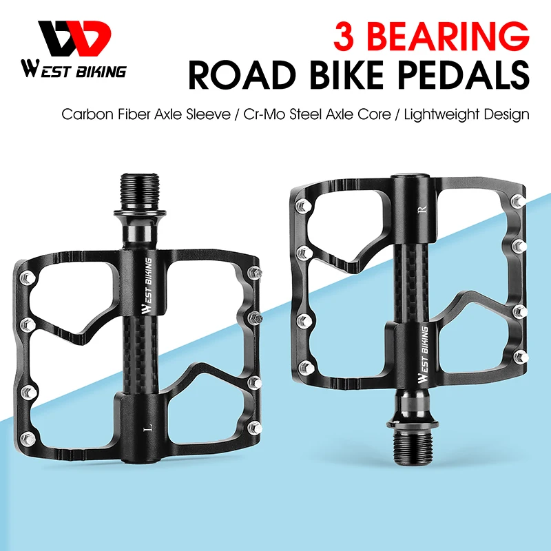 Pedal Ultralight Carbon Fiber Axle Hollow Pedal Road Cycling Anti-slip Footboard Bike Accessories