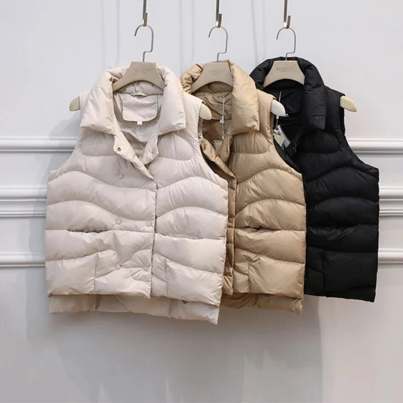 

2023 New Women Autumn Winter Down Vests 90% White Duck Down Sleeveless Jacket Ladies Casual Short Coat Female Waistcoat Coat