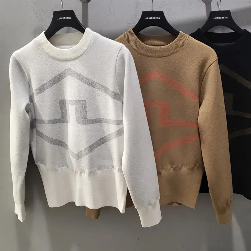 Autumn and winter golf women's round neck sweater casual long sleeved sweater thick warm keeping pullover soft jumper top