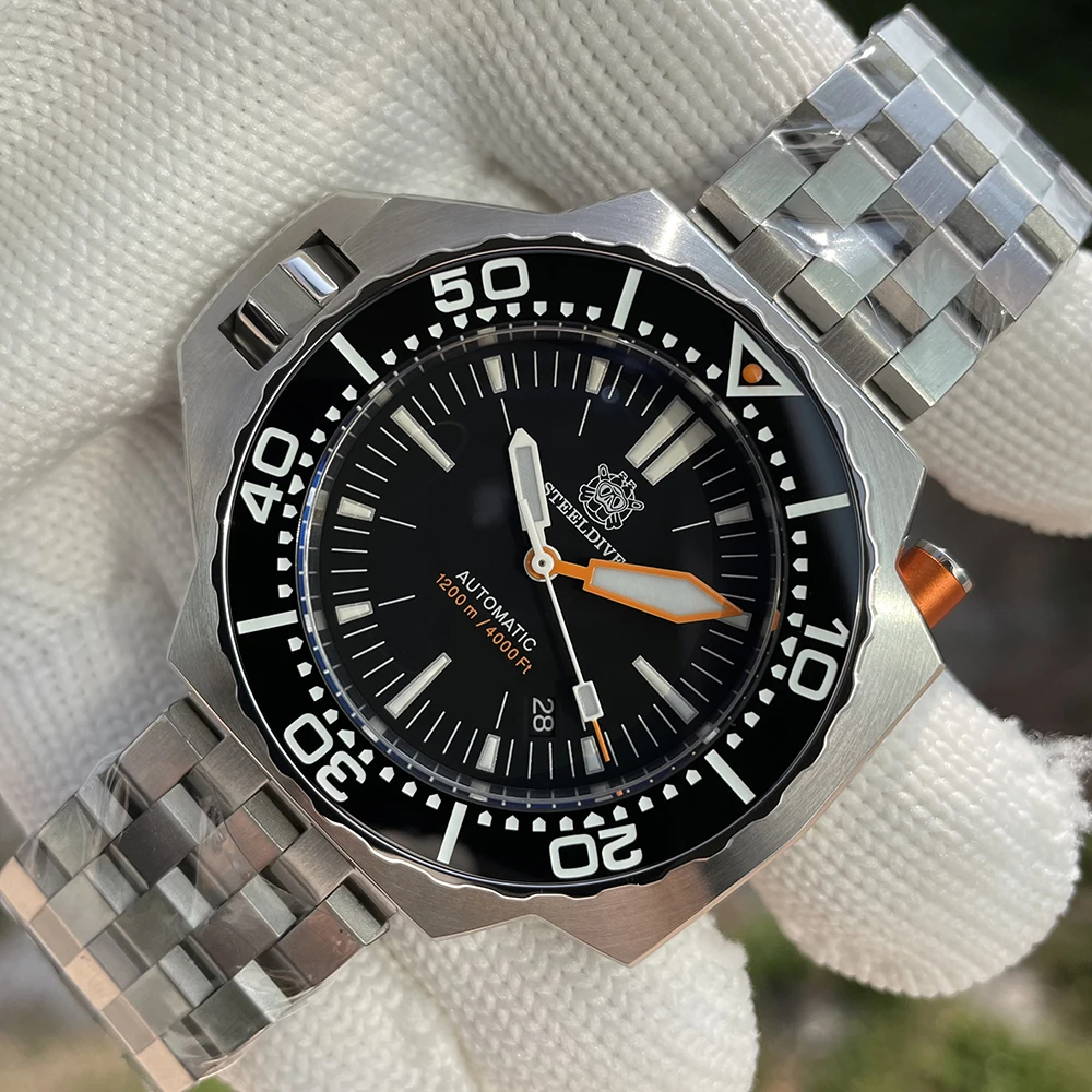 

Роскошные часы для дайвинга STEELDIVE SD1969 V3, Япония NH35 Move men t 120 бар, Водонепроницаемые Синие механические часы Super BGW9 с подсветкой для мужчин