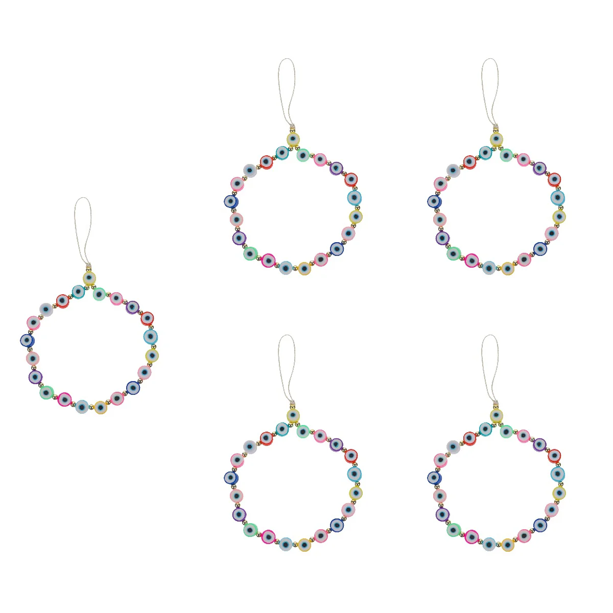 

5pcs Evil Eyes Beads Charms Strap Polymer Clay Lanyard Beaded Charm