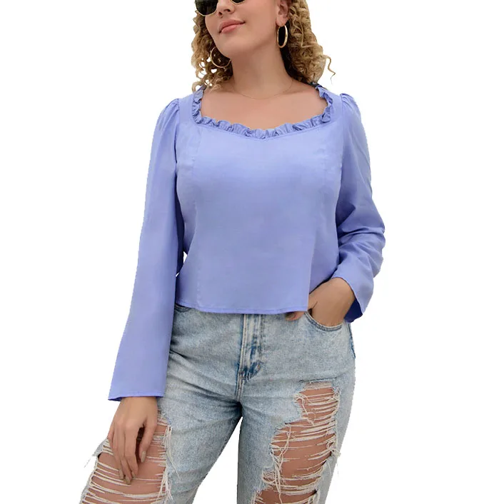 

CYDNEE Temperament Women's Plus Size Tops Long Sleeve T-shirt Lace Collar Pullover Base Shirt Oversize Ropa Plus Size Mujer
