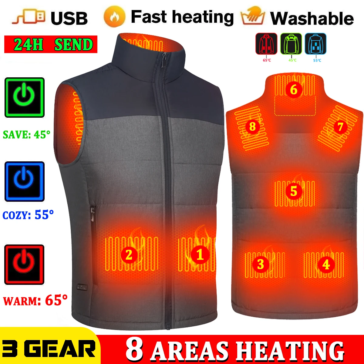 

2022 Winter Down cotton Warm Men's Heated Vest USB Electric heated Jacket Outdoor Fishing trekking for Men Heating Vest Jacket