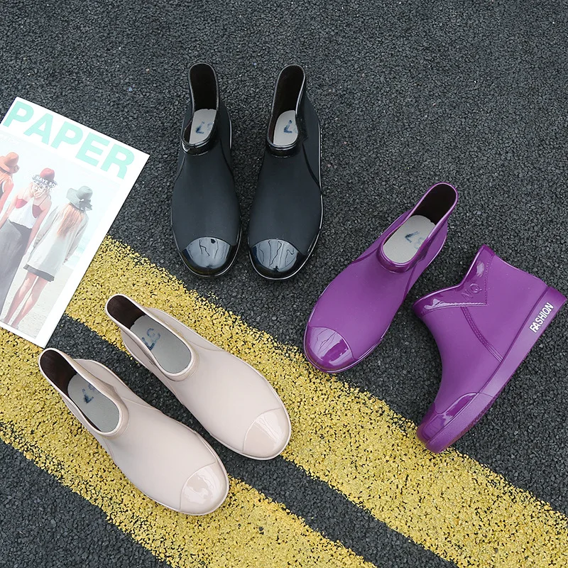Women's Rubber Rainproof Ankle Boots Waterproof Shoes Women's Winter Women's Water Shoes Rain Boots Women's Ankle Boots Botas