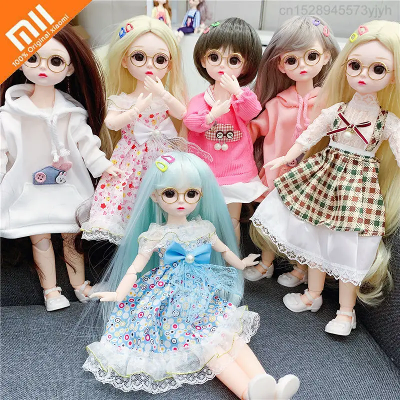 

Xiaomi BJD Doll 1/6 Ball Jointed Full Set with Fashion Clothes 3D Real Eyes Soft Wig Dressup Princess for Girl Toy Surprise Gift