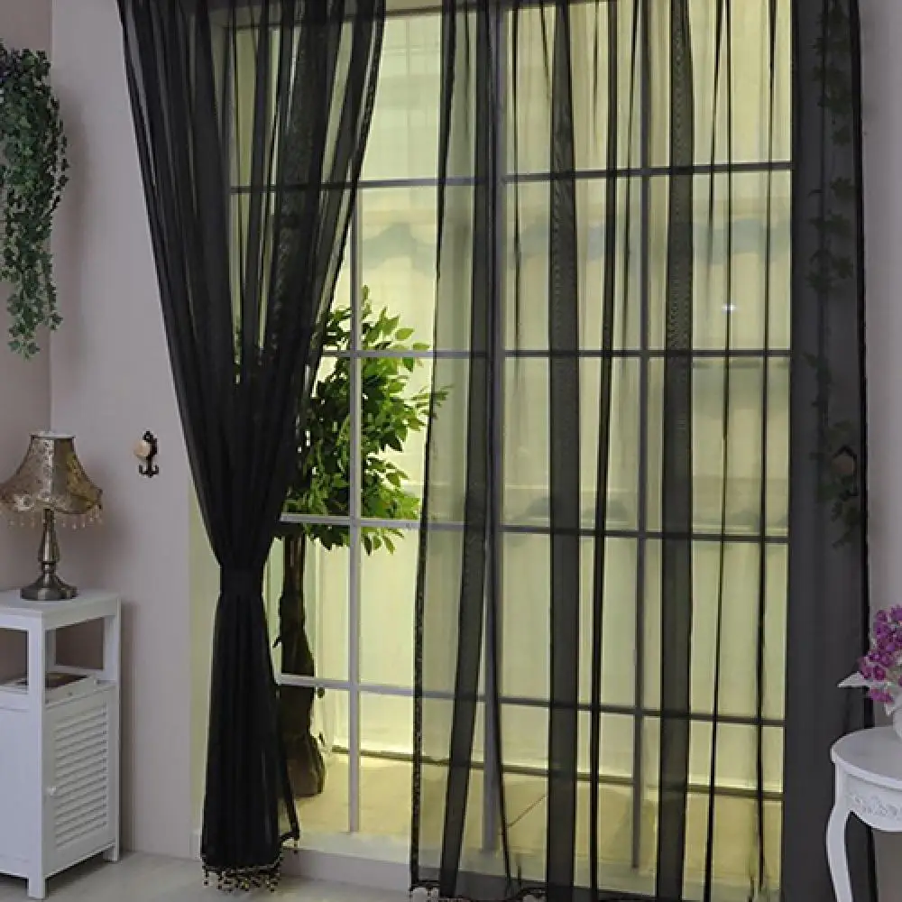 

Sold Color Window Curtain Lightweight Gauzy Valances Living Room Bedroom Door Drape Sheer Home Wedding Decoration