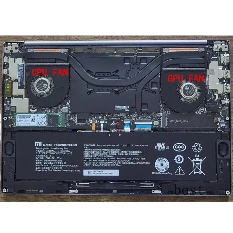 Новый оригинальный вентилятор охлаждения процессора ноутбука для Xiaomi Mi 15 6 Pro 2 GTX