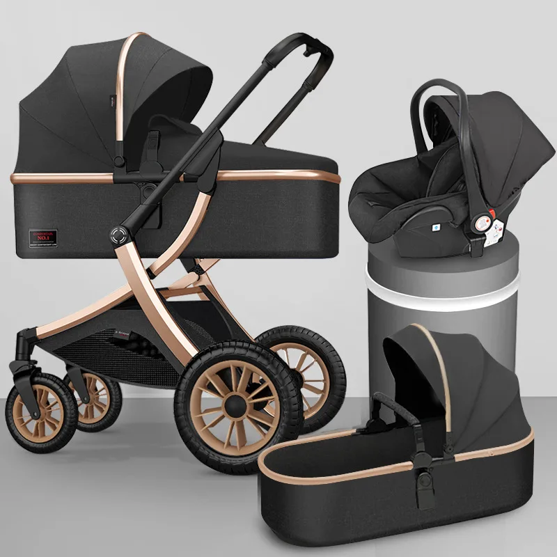 

2022 New Pram High Landscape Baby Stroller 3 in 1 Luxury Stroller Two Way Lightweight Car Newborn Baby Stroller With Car Seat