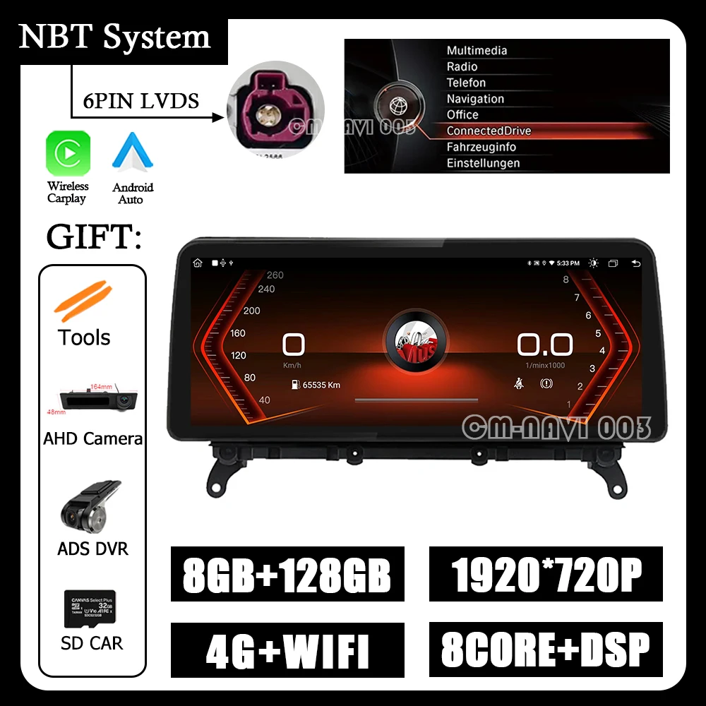 

Для BMW X3 F25 X4 F26 2011 - 2017 система CIC NBT Android 14 авто мультимедийный плеер Carplay радио GPS навигация 12,3 x P''