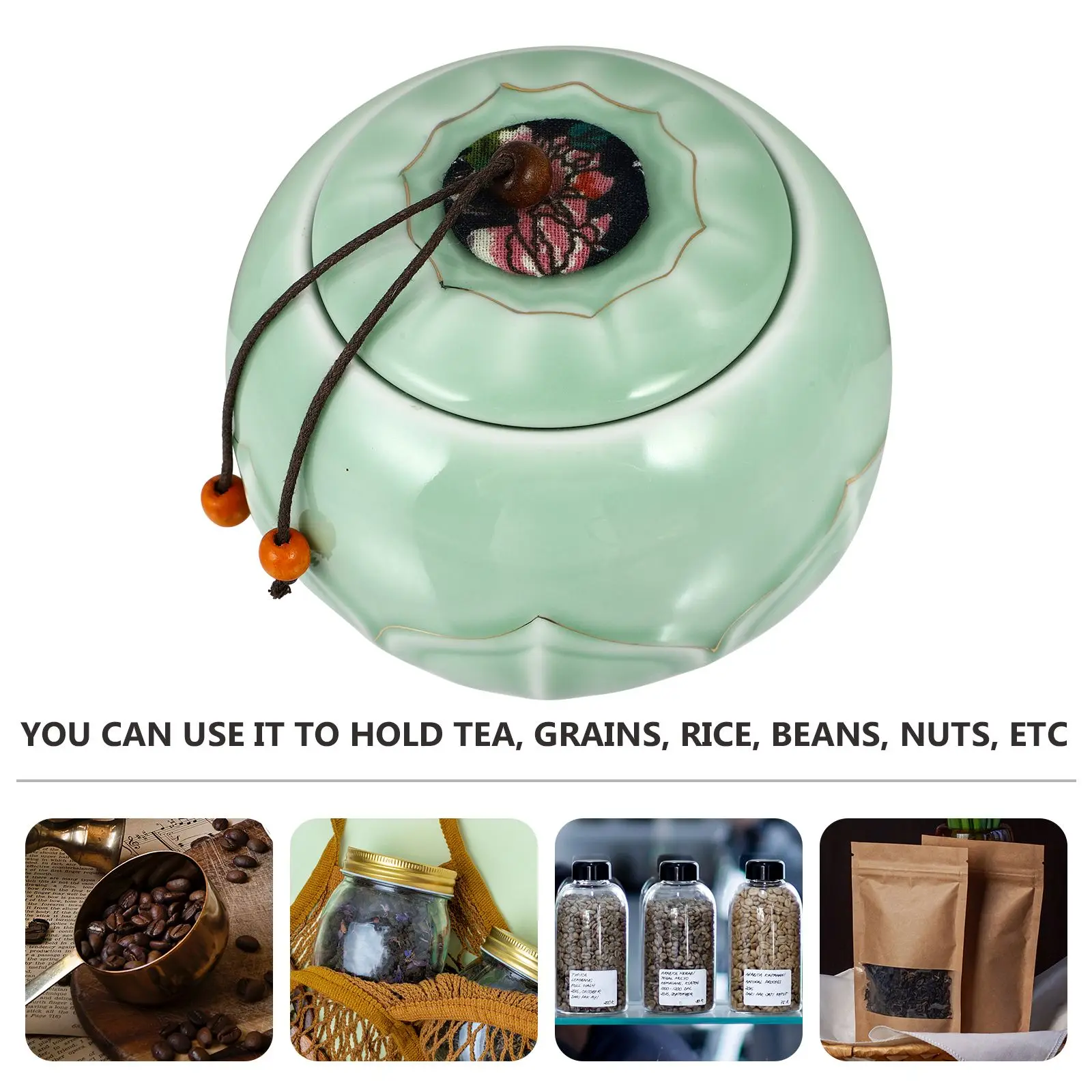 

1Pc Household Ceramic Storage Jar Tea Pot Dried Fruit Canister Kitchen Supply