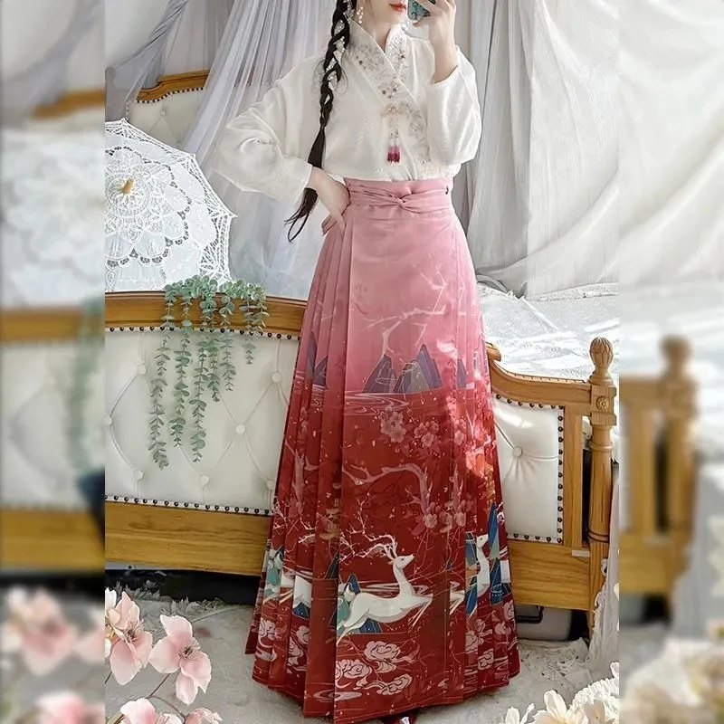 Традиционный женский костюм Hanfu Dynasty новинка 2025 весна-лето улучшенный свободный