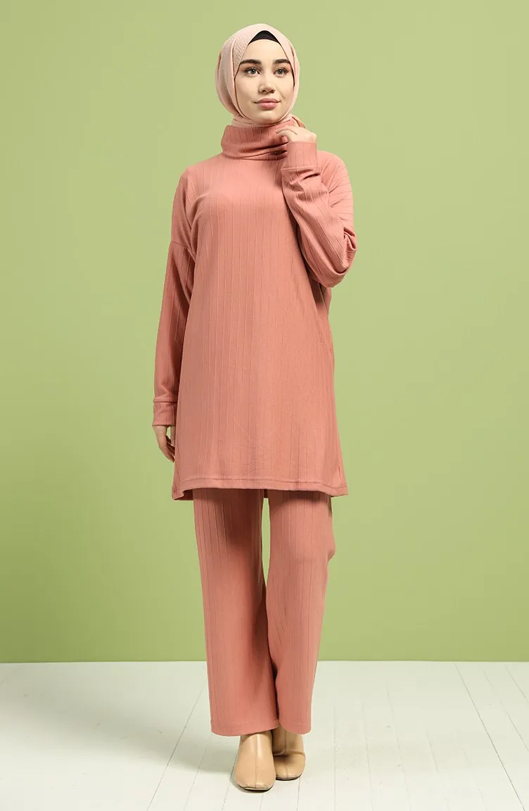 

New Fashion Turtleneck Tunic Pants Binary Suit Hijab Dress Turkey Dubai Muslim Dresses Ramadan Moroccan Kaftan Islamic African