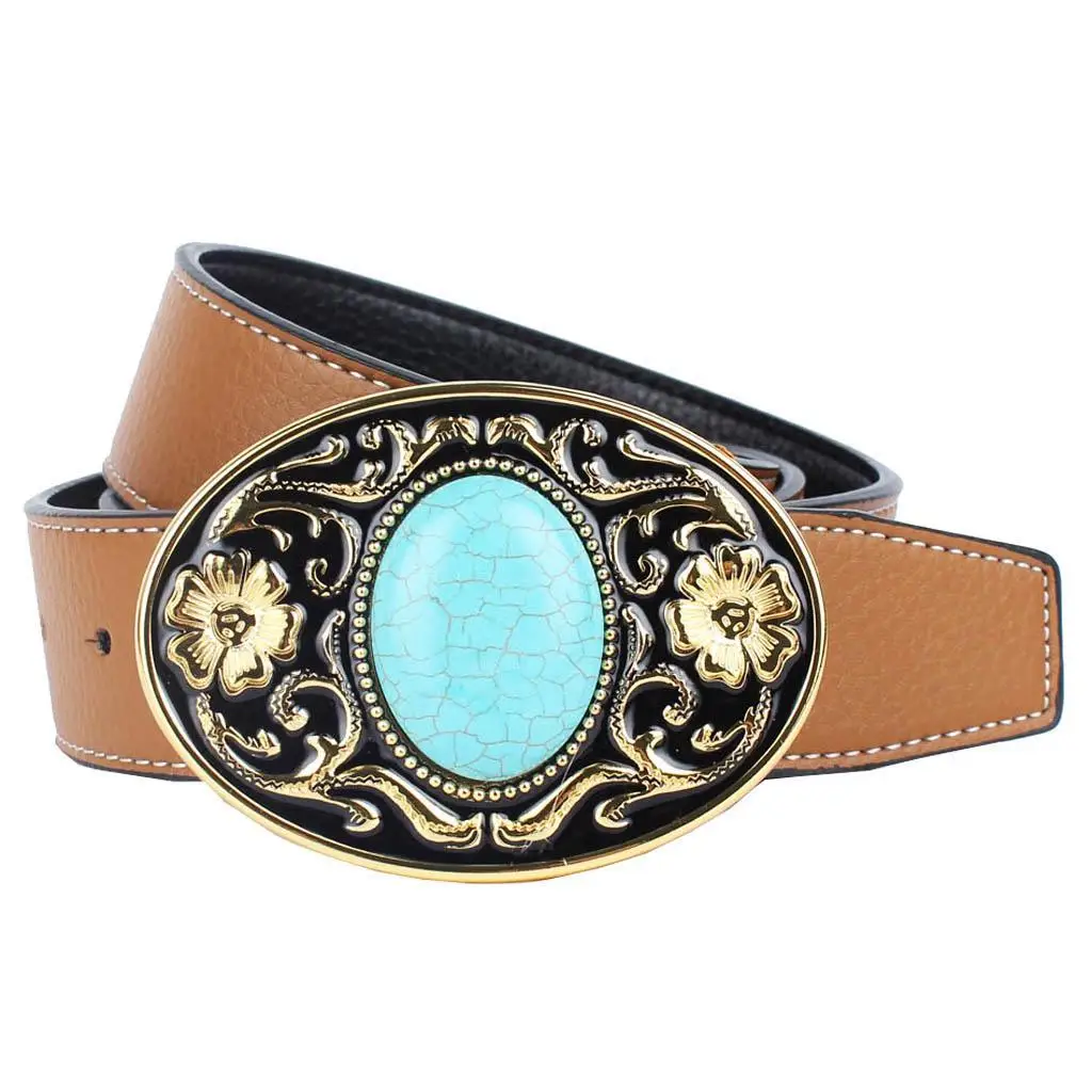 

Belts Leather Straps Cowboy Cowgirl Adjustable Fashion Turquoise Casual 120cm
