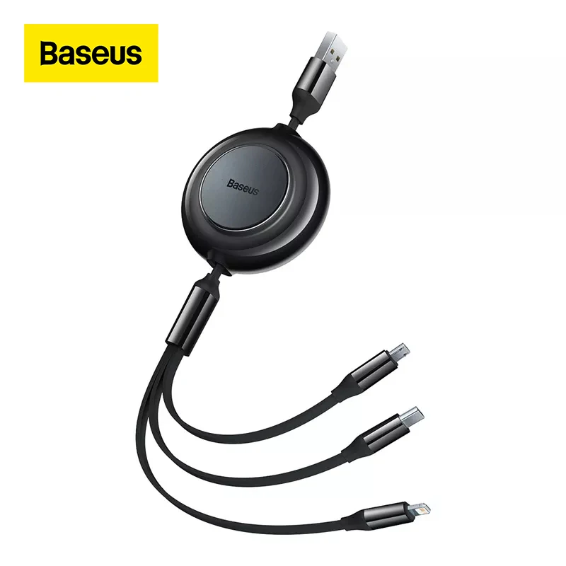 

Baseus 3 in 1 USB C Cable For iPhone 13 12 Pro Max Fast Charging For Huawei Phone USB Type C Cable Retractable Wire Micro Cable