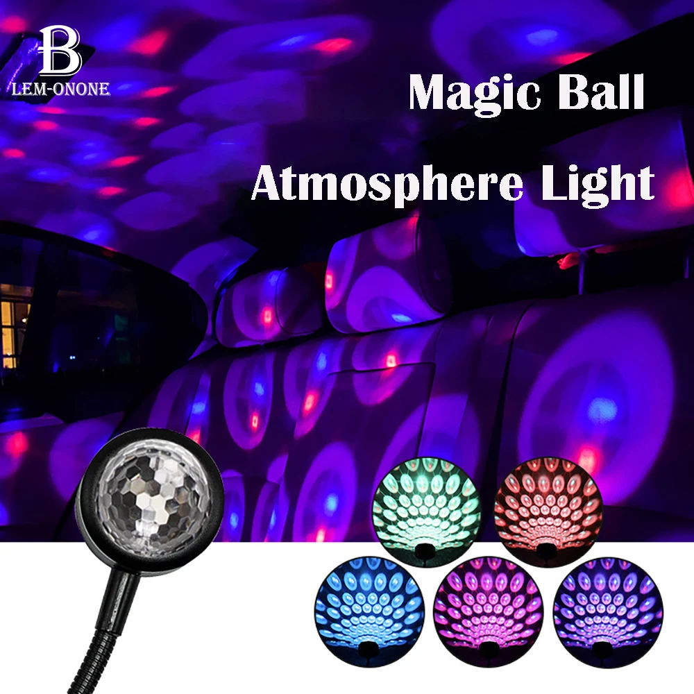 

DJ Magic Ball Atmosphere Lamp Mini LED Rhythm Light Colorful USB Portable Disco Stage Lights for Car Interior Decor Hoilday