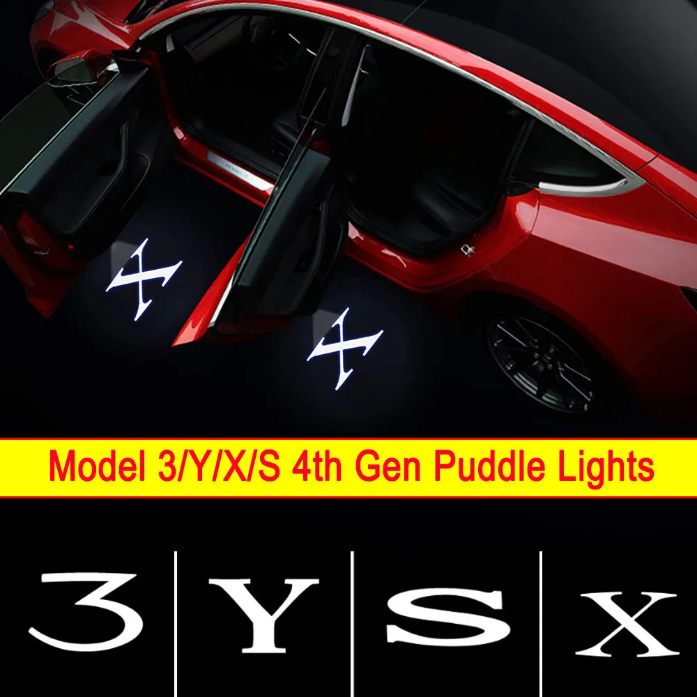 

Для Tesla Model 3 Y S X 2023 2022 2021 проекция светильников для лужайки ярче острый логотип автомобиля светодиодные приветственные лампы для окон эмблем...