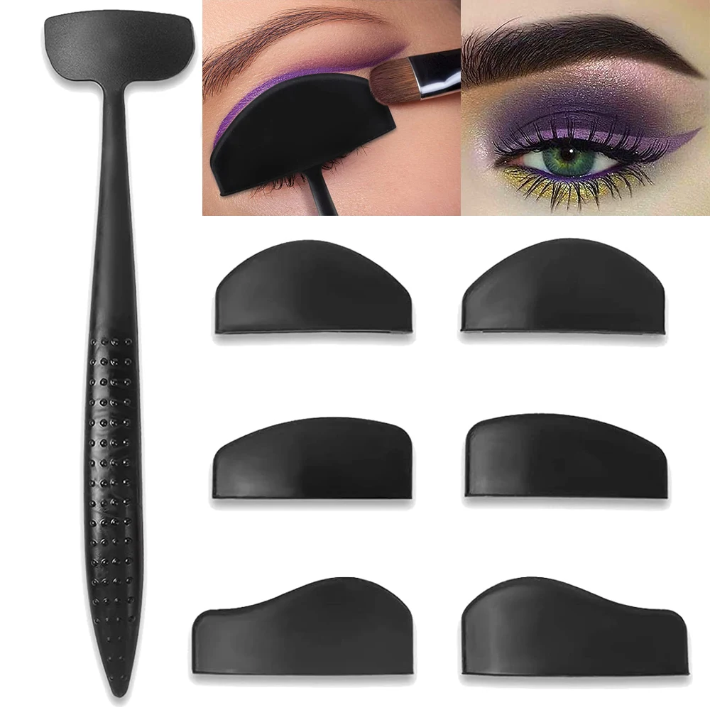 6 In 1 Crease Line Kit Stencil Eyeliner Template To Delineate Eyes Women Eyeshadow Cut Crease Silicone Eye Makeup Stencils Black