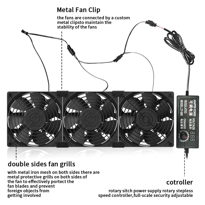 5000RPM 12038 High Speed Two Ball Bearing Cooling System Fan For Computer BTC Mining Cabinet Server 120mm Ventilator Kit |