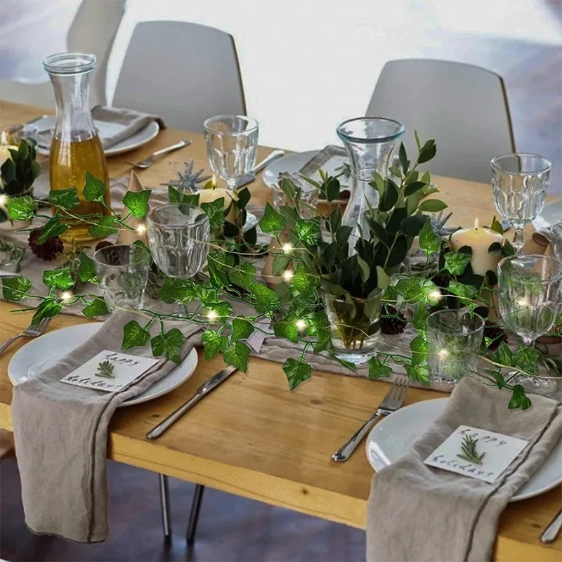 Зеленый плющ 210 см светодиодная лампа искусственный венок с листьями подвесное