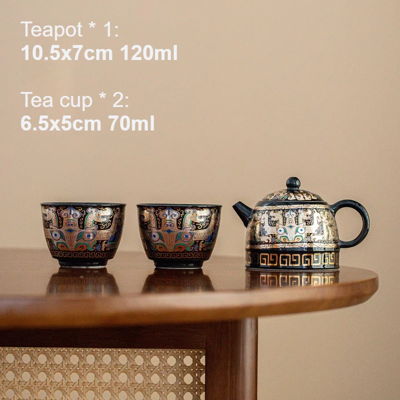 

Чайный сервиз Glutton Black Glazed: 1 чайник, 2 чашки. Элитный китайский чайник для дома, чашки для дегустации чая, аксессуары для чайной церемонии Кунг-фу.