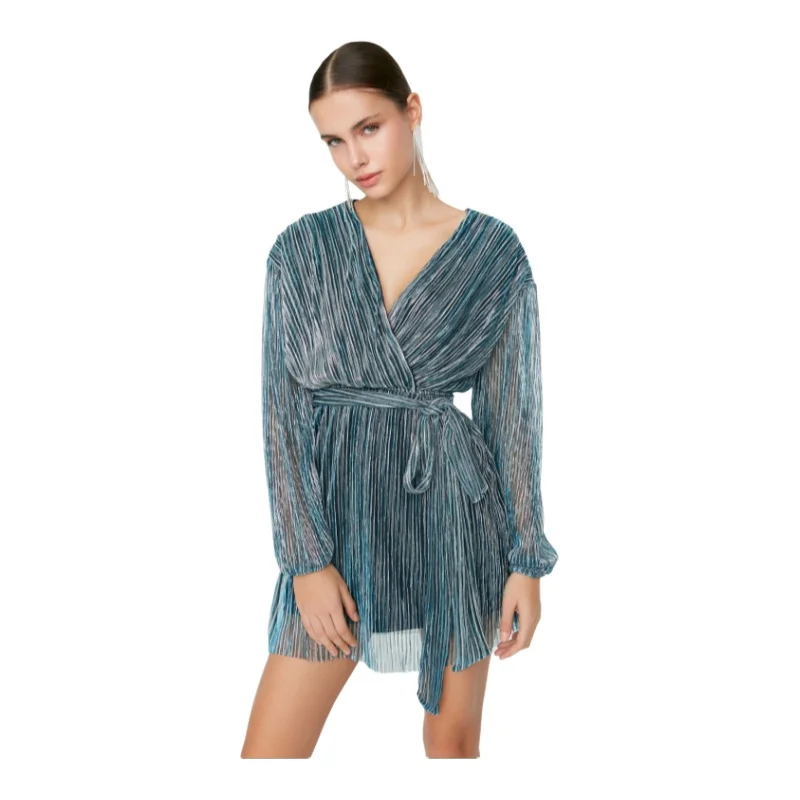 Trendyol TYZA Женские платья Прямая вязаная одежда для малышей Повседневные с длинными