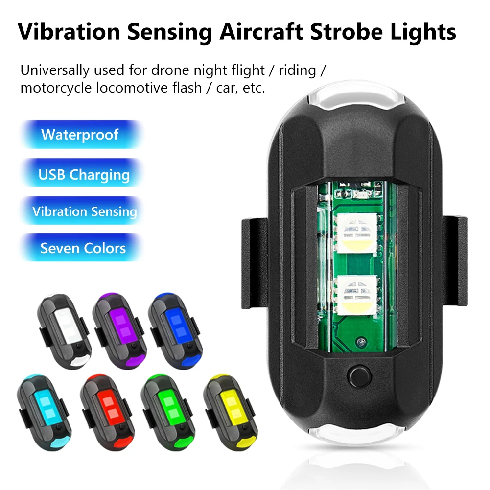 

Universal LED Anti-collision Warning Light Mini Signal Light Drone with Strobe Light 7 Colors Turn Signal Indicator Motorcycle