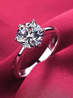 fashion princess simple temperament six claw single zircon women silver color ring women eternal engagement ring jewelry