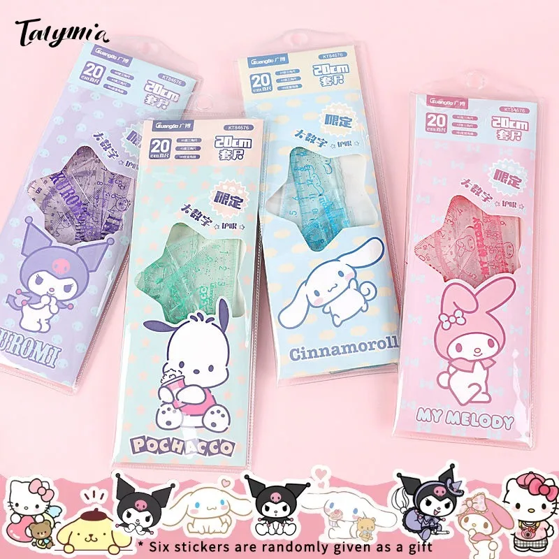 Линейка Sanrios 20 см набор из четырех частей линейка Kuromi милая для студентов