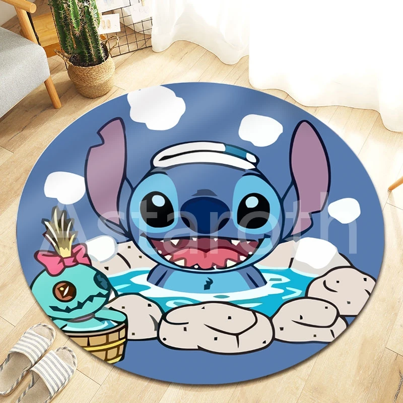 

Детский ковер с принтом «Ститч» Disney, декор для детской комнаты, игровой мат для дома, круглый ковер для гостиной, напольный коврик, коврик дл...