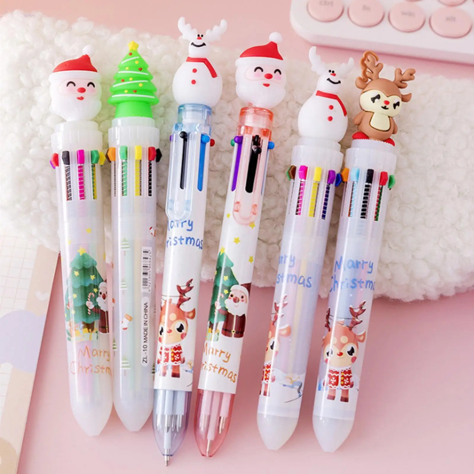 

6/10 Colors Christmas Cartoon Ballpoint Pen Lovely Kawaii Stationery Pen For Boy Girls Merry Christmas School Gifts Random X7m1
