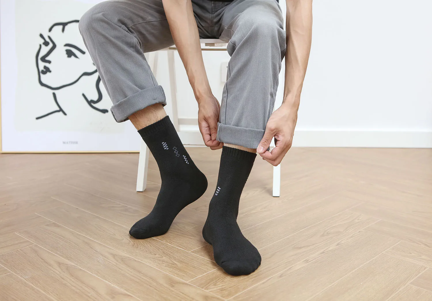 Casual Winter Warm Thick Terry Men's Socks Set 10 Pairs Black Blue Gray Fluffy Sports Socks Solid Color Winter Medium Socks