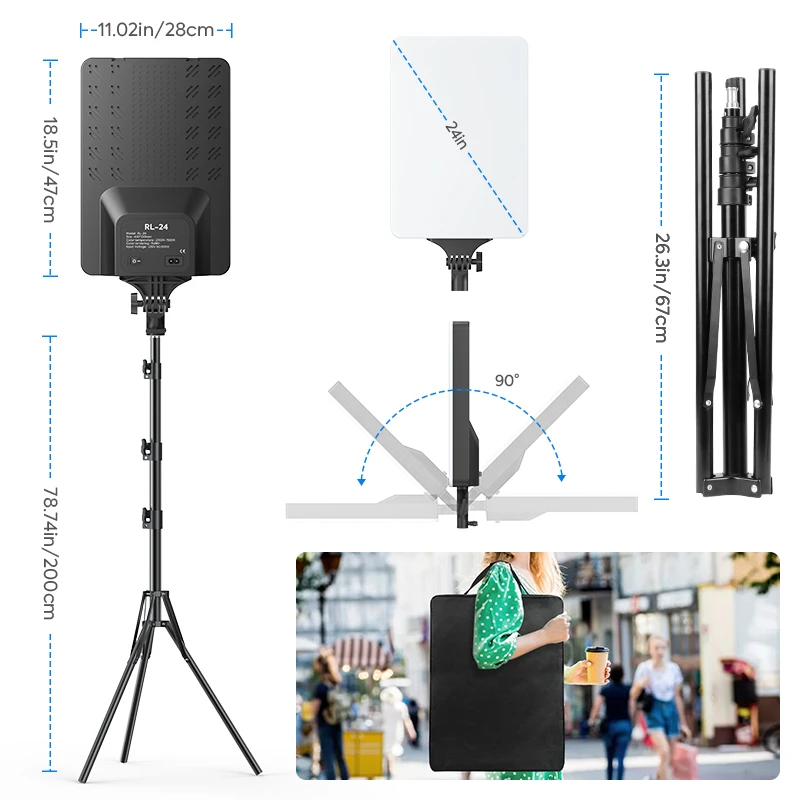 24-дюймовые светодиодные панели для фото-видео освещения от 2700 до 7500 К и