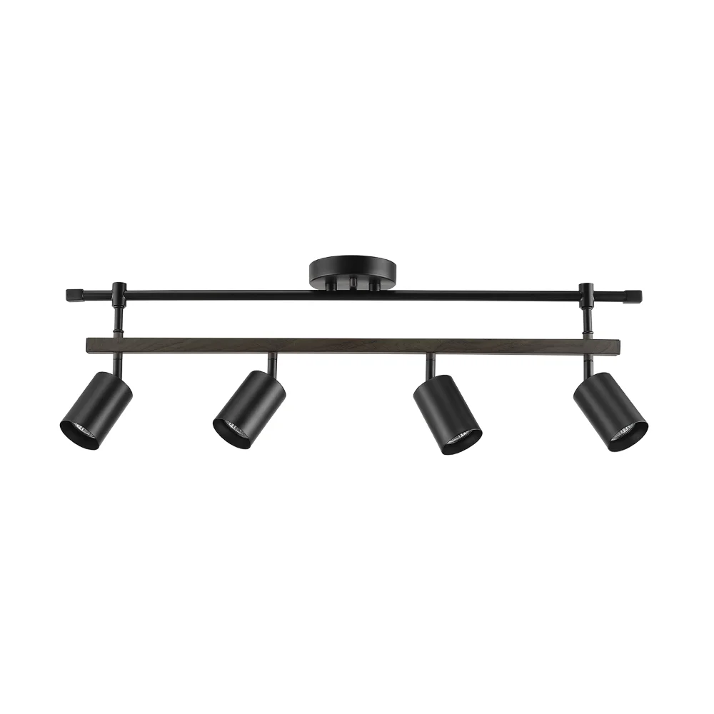 

Nashville 4-Light Matte Black Track ing with Faux Wood Accent Bar, 60023 Fixtures Led s