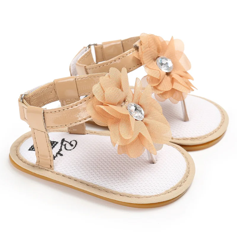 

Infant Baby Girl Sandals Summer First Walkers Antiskid Soft Sole Flower Crystal Newborn Kids Flip Flops Toddler Shoes for Girls