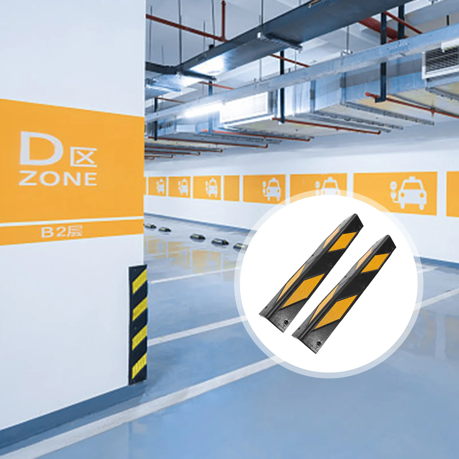

2pcs L-Shaped Garage Wall Protector Rubber Reflective Wall Corner Guards for Parking Garages