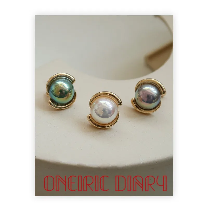 

ONEIRIC DIARY Vintage Pearl Elegant Earrings Geometric Fashion Non-Piercing Ear Clip Earring For Women Jewelry