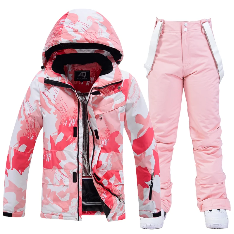 -30 New Women's Ski Jackets And Pants Set Windproof Waterproof Outdoor Snowsuit Winter Warm Snowboarding Ski Suits