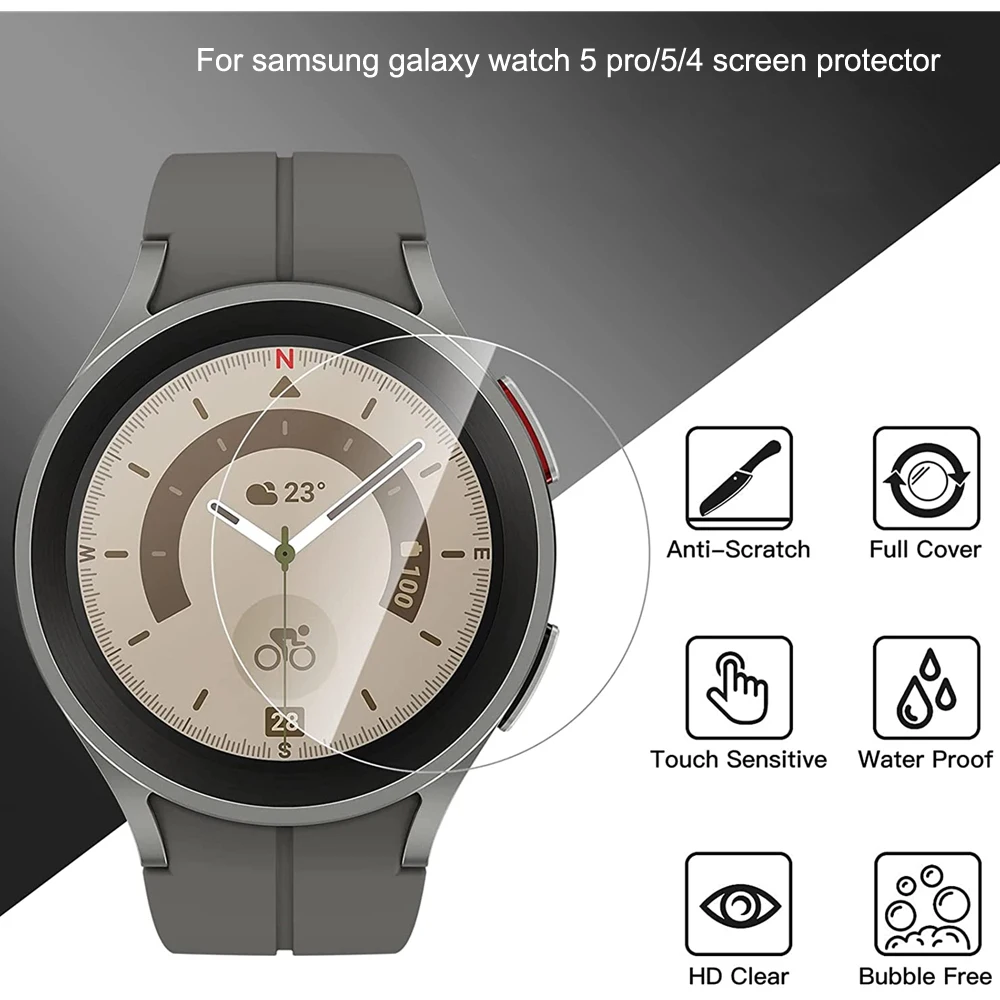 

Для Samsung Galaxy Watch 5 4 44 мм 40 мм 5 pro 45 мм закаленное стекло Защита экрана твердость 9H пленка против царапин бампер крышка