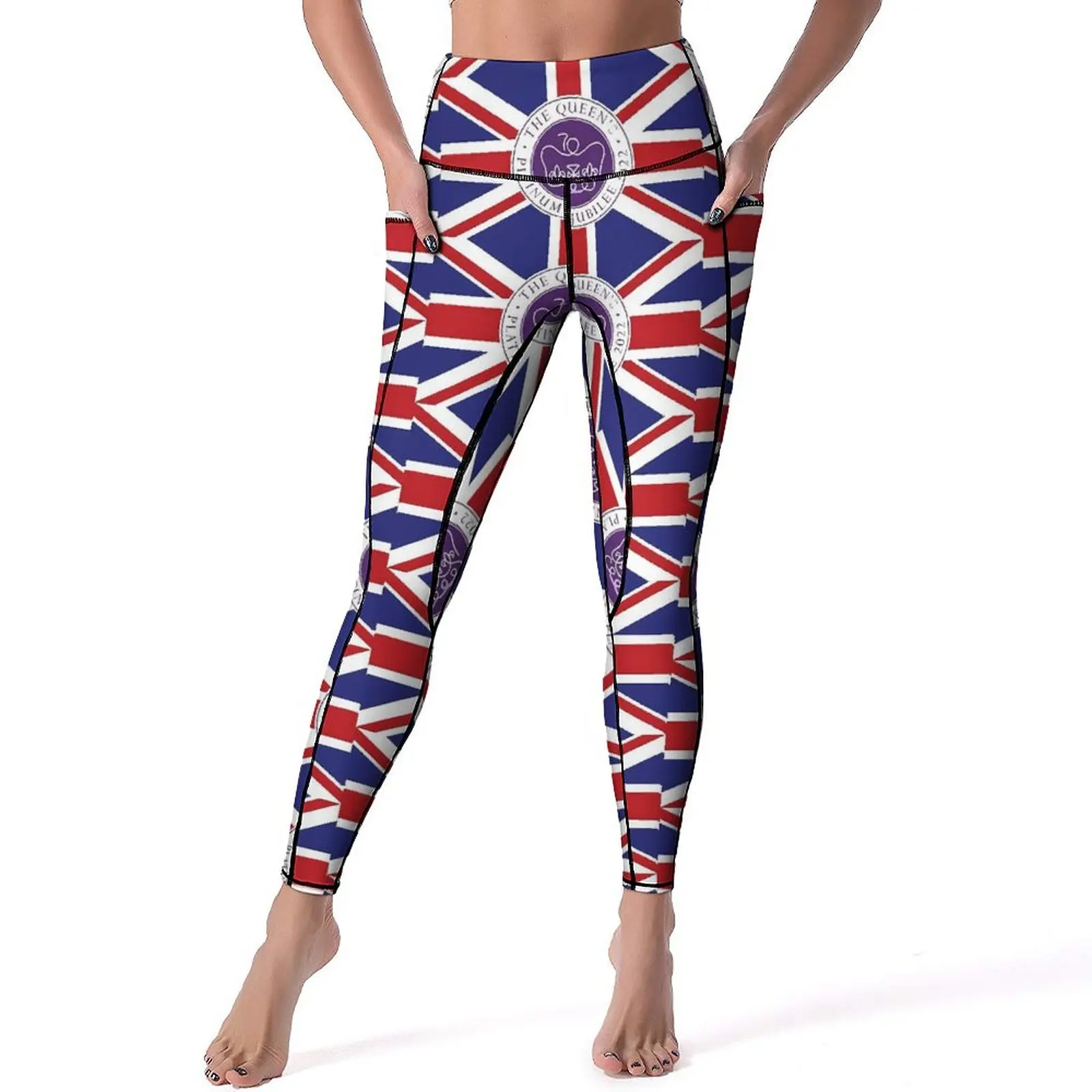 

Queen Elizabeth II Leggings Pockets Platinum Jubilee Design Yoga Pants Push Up Gym Yoga Legging Casual Quick-Dry Sports Tights