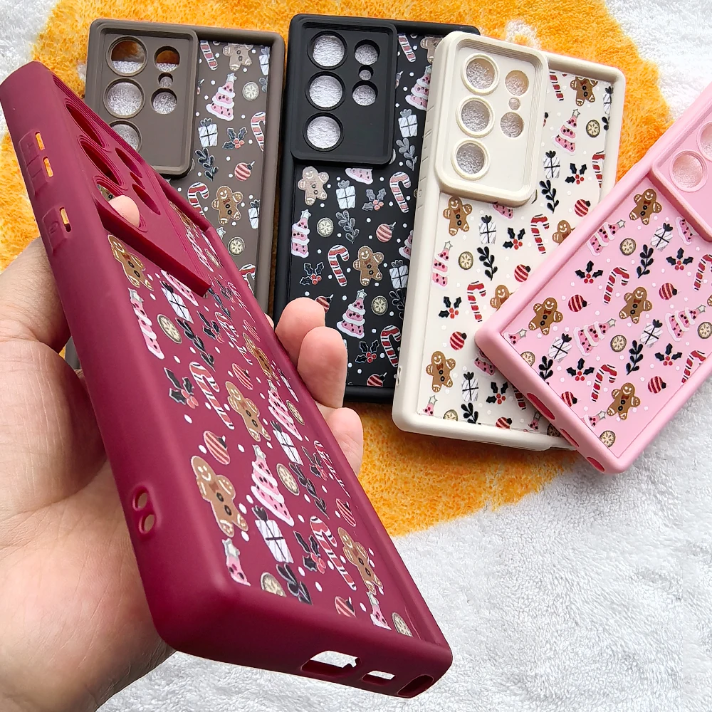 Чехол для телефона с милым принтом Merry Christmas Samsung Galaxy S25 Plus S24 S23 S22 S21 Ultra S24FE мягкий