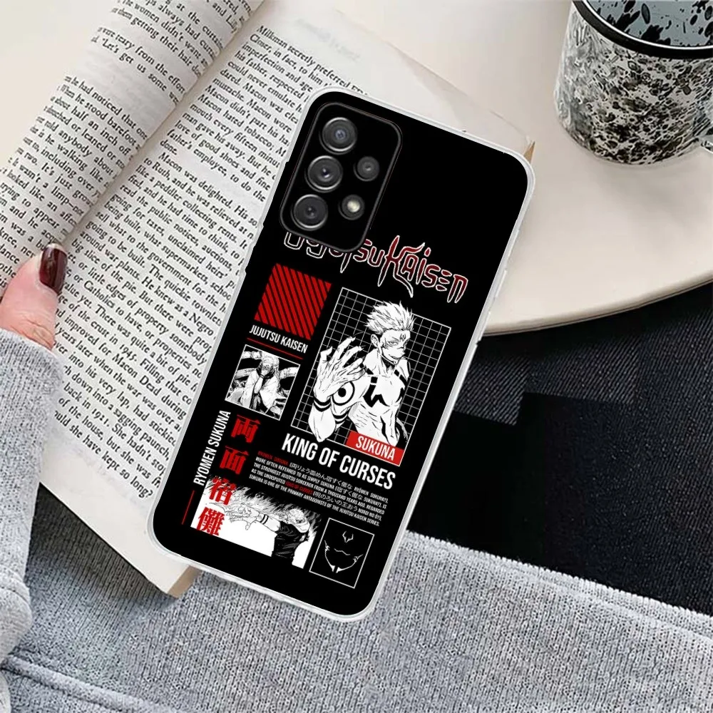 JJK Ryomen Sukuna Чехол для мобильного телефона Samsung Galaxy S23 S22 S21 Plus Ultra A12 A32 A53 Прозрачный